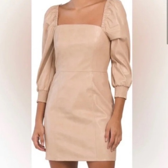 NWT 7 for All Mankind Faux Leather Vegan Puff Sleeve Mini Dress - Picture 1 of 9